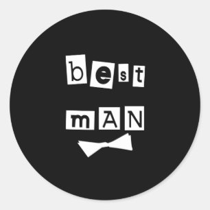 Sticker Rond Meilleur homme blanc sur noir