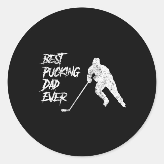 Sticker Rond Meilleur homme canette papa jamais hockey Fête des (Devant)
