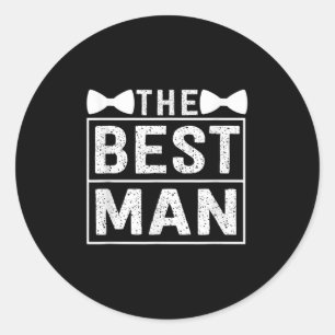 Sticker Rond Meilleur homme Mariage Groomsmen Funny Bride Bache