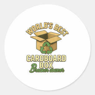Sticker Rond Meilleur Monde Boîtier de carton Downer Funny Eco