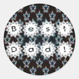 Sticker Rond Meilleur papa avec les étoiles de néon