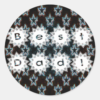 Sticker Rond Meilleur papa avec les étoiles de néon