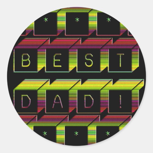 Sticker Rond Meilleur papa bloque le texte Brown et jaune (Devant)