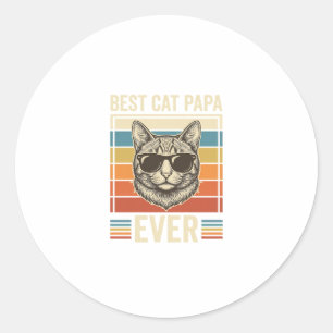 Sticker Rond Meilleur Papa de Chat Vintage Conception de T-shir