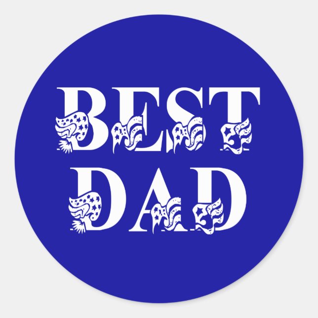 Sticker Rond Meilleur papa, Drapeau White Text (Devant)