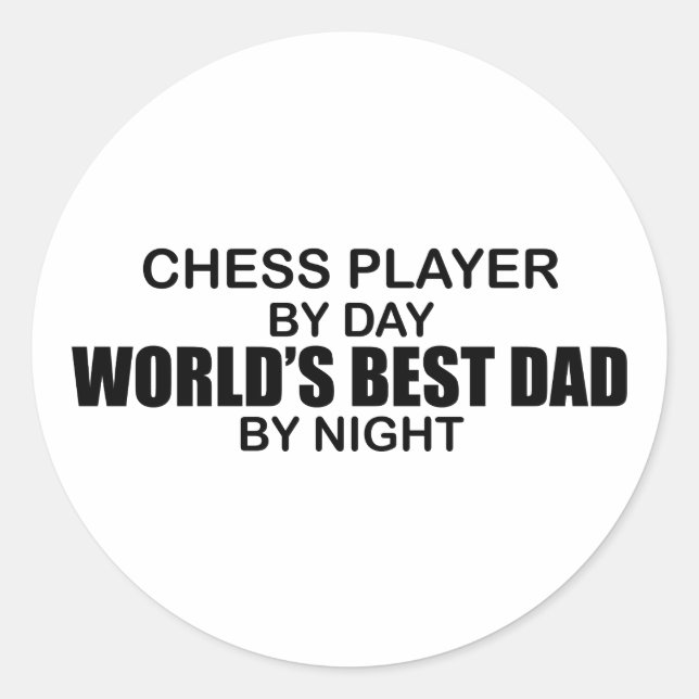Sticker Rond Meilleur papa du monde d'échecs par nuit (Devant)