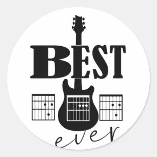 Sticker Rond meilleur papa guitare jamais accords Best Rockstar