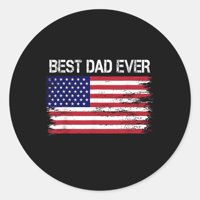Sticker Rond Meilleur Papa Jamais Avec Nous Drapeaux Américains (Devant)