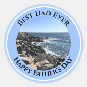 Sticker Rond Meilleur papa jamais bleu océan Atlantique
