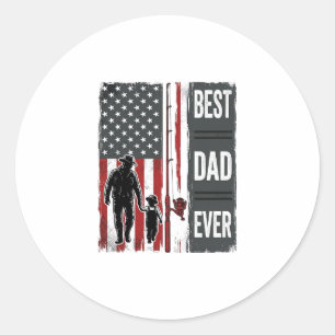 Sticker Rond Meilleur Papa Jamais Drapeau de Pêche Design Vecto