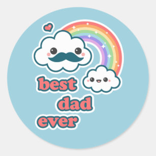 Sticker Rond Meilleur papa mignon de nuage