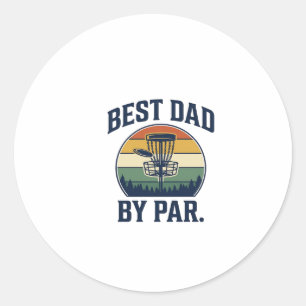 Sticker Rond Meilleur Papa Par Disc Golf Vintage Sunset Design_