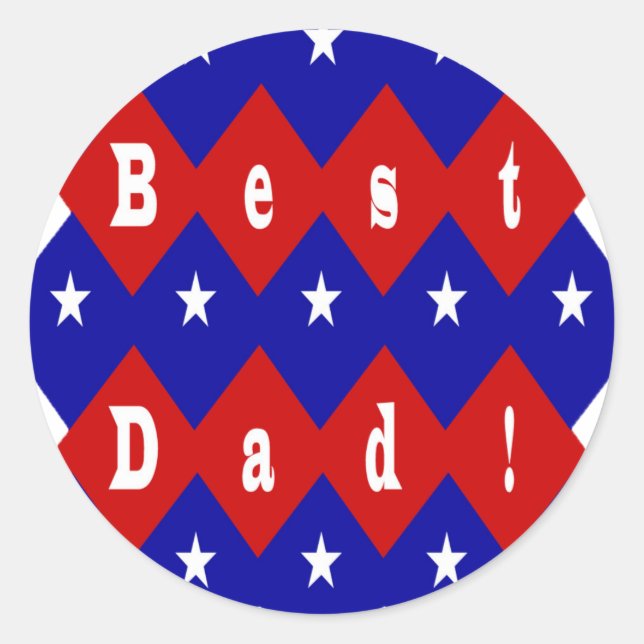 Sticker Rond Meilleur papa Stars & Diamonds Typographie Rouge & (Devant)