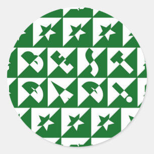 Sticker Rond Meilleur papa Wild Texte Motif & Étoiles Vert & Bl