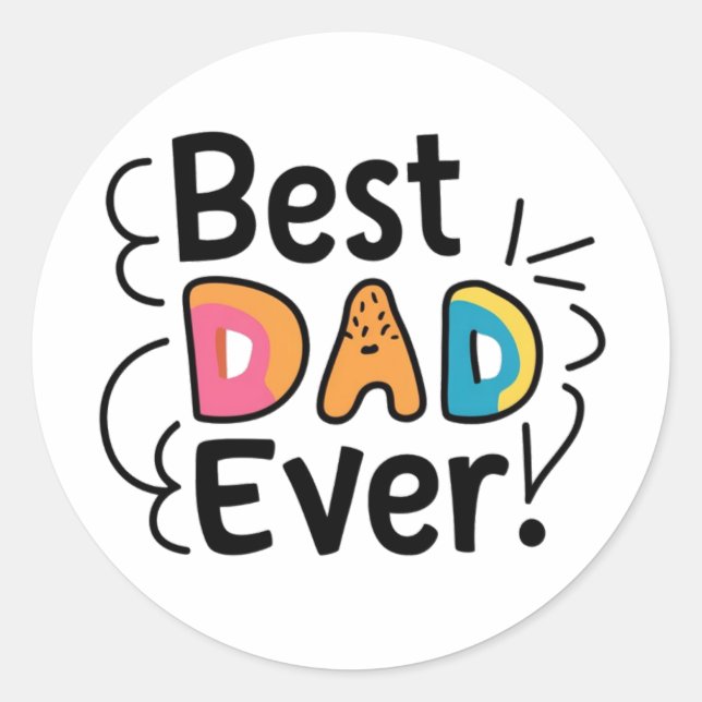 Sticker Rond Meilleur père jamais présent. Fête des pères (Devant)