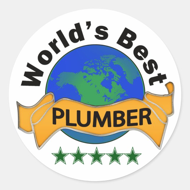 Sticker Rond Meilleur plombier du monde (Devant)