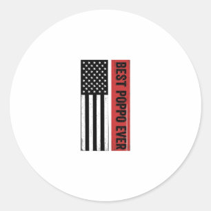 Sticker Rond Meilleur Poppo jamais Drapeau Patriotique Graphiqu