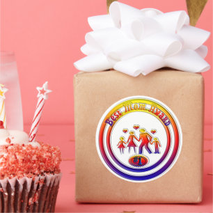 Sticker Rond Meilleur prix de maman Rainbow Family
