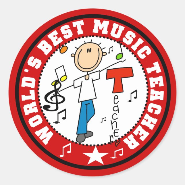 Sticker Rond Meilleur professeur de musique du monde (Devant)