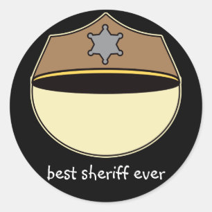 Sticker Rond Meilleur shérif fait sur commande jamais