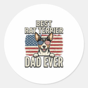 Sticker Rond Meilleur T-shirt pour chien patriote de Rat Terrie