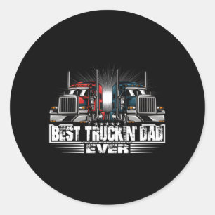 Sticker Rond Meilleur Trucking Papa Jamais- Chauffeur Camion