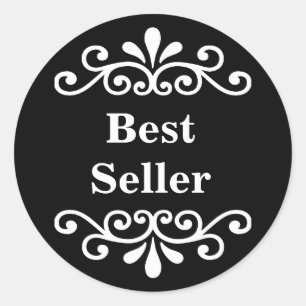 Sticker Rond Meilleur vendeur en noir et blanc