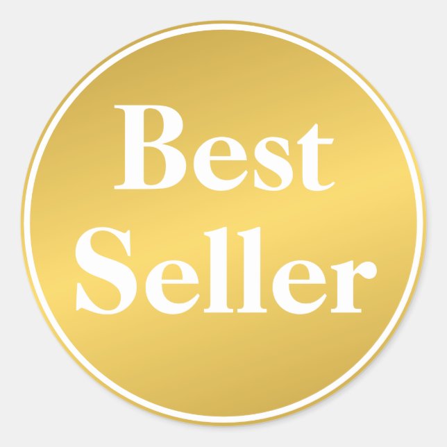 Sticker Rond Meilleur vendeur Gold White (Devant)