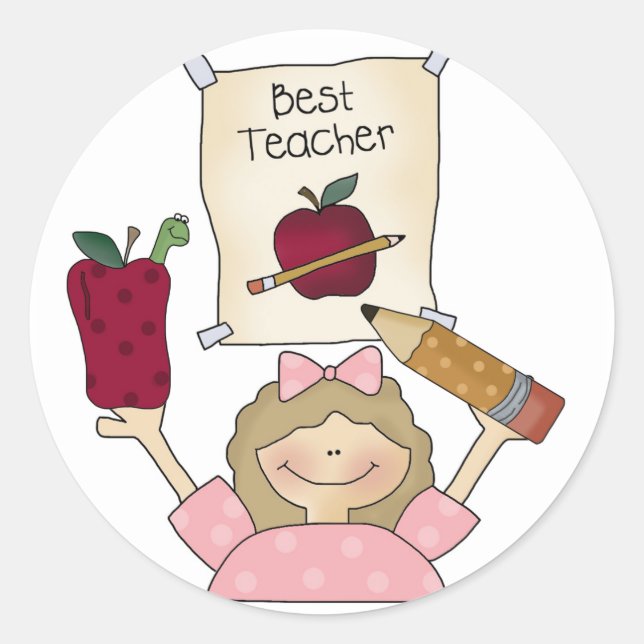 Sticker Rond Meilleure enseignante (Devant)