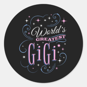 Sticker Rond Meilleure Gigi du Monde Grand-mère Mignonne Fête d