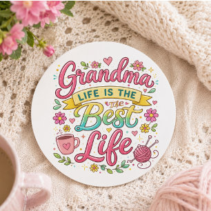 Sticker Rond Meilleure Grand-mère du Monde Joyeuse Fête des G