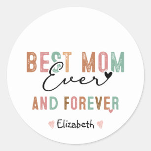 Sticker Rond Meilleure Maman Ever Script Rétro Maman Groovy