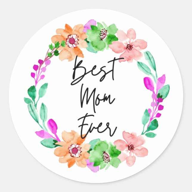 Sticker Rond meilleure maman jamais (Devant)