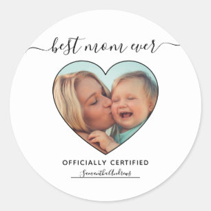 Sticker Rond Meilleure maman Jamais Certificat officiel Fête de