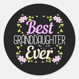 Sticker Rond Meilleure petite fille jamais - Floral