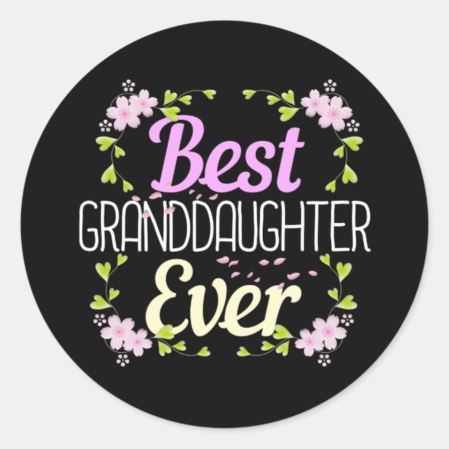 Sticker Rond Meilleure petite fille jamais - Floral (Devant)