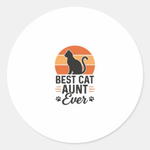Sticker Rond Meilleure Tante de Chat Vintage Sunset T-Shirt Des