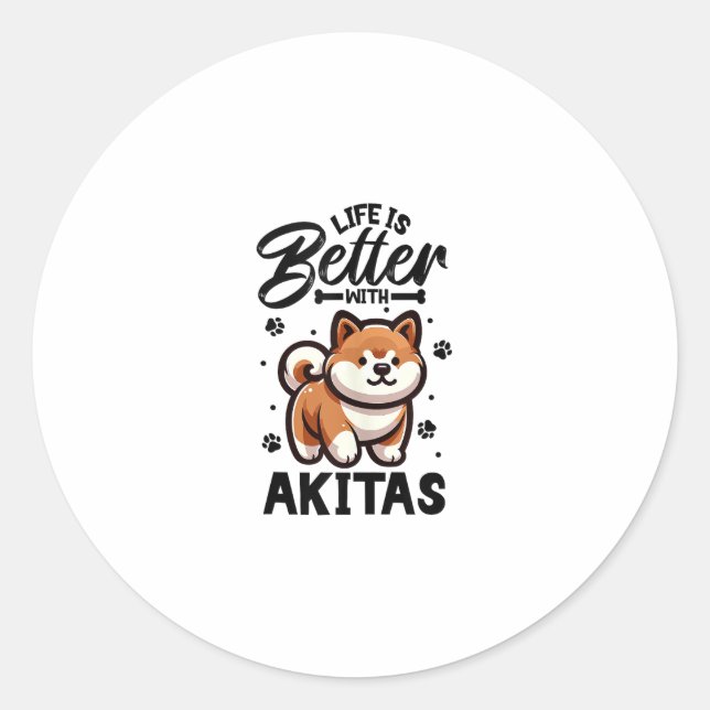 Sticker Rond Meilleure vie avec Akita (Devant)
