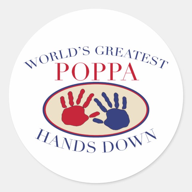 Sticker Rond Meilleures mains Poppa (Devant)