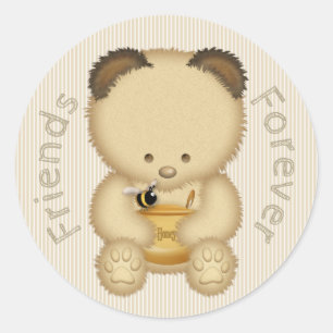 Sticker Rond Meilleurs Amis Mignonne Ours De Miel