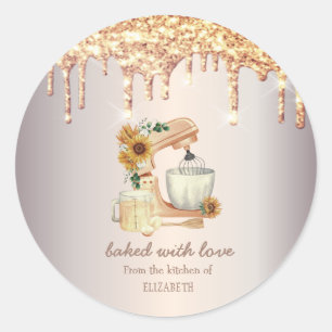 Sticker Rond Mélange Chic Tournesols Paillettes Gouttes de Boul