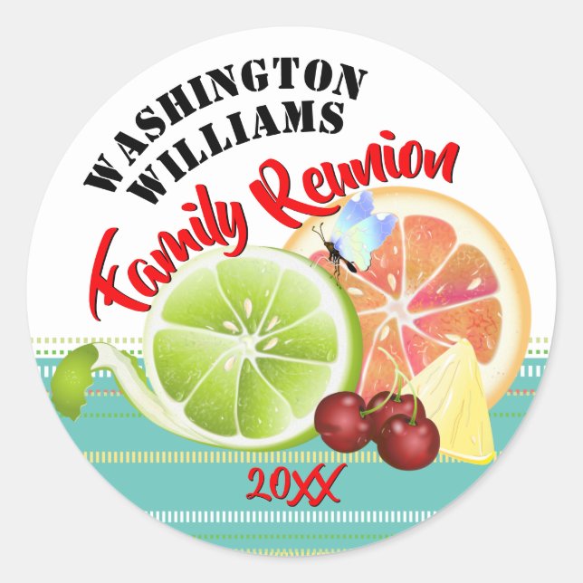 Sticker Rond Mélange de fruits d'agrumes | Réunion familiale (Devant)
