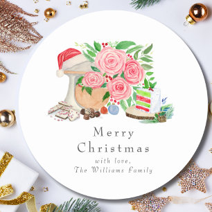 Sticker Rond Mélange de Noël à l'aquarelle avec desserts de fêt