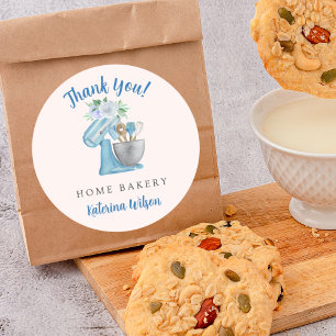 Sticker Rond Melangeur de Fleur Bleue Merci