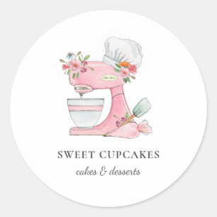 Sticker Rond Mélangeur de gâteaux avec boulangerie casquette du
