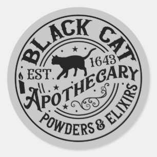 Sticker Rond Mélangeurs d'art de mots pour Halloween chat noir