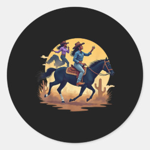 Sticker Rond Melanin Black Women Western Rodeo Black Cowgirls T