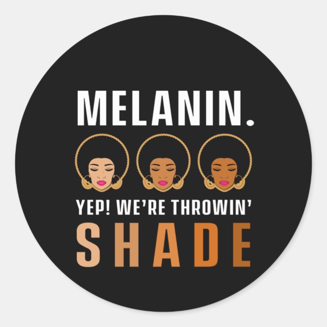 Sticker Rond Melanin Girl Femme Black History Mois African Gif (Devant)
