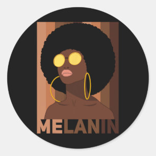 Sticker Rond Melanin Queen African American Black History Mois