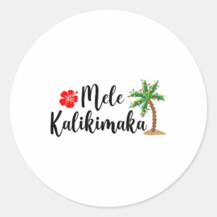 Sticker Rond Mele Kalikimaka Christmas Beach Aloha Party Hawaii